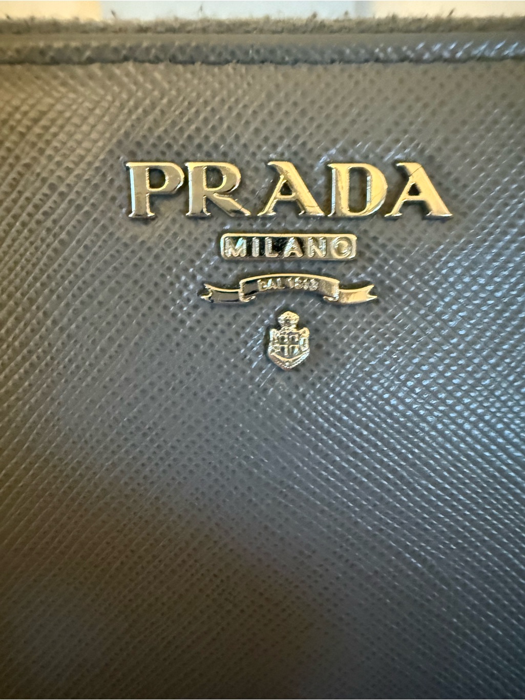 Prada Large Continental Women’s Wallet In Grey Saffiano Leather